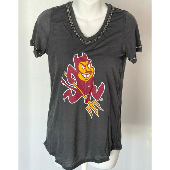 GameDay Couture Womens ASU Arizona State Hematite Bling Trim tshirt Size Medium - Picture 1 of 4